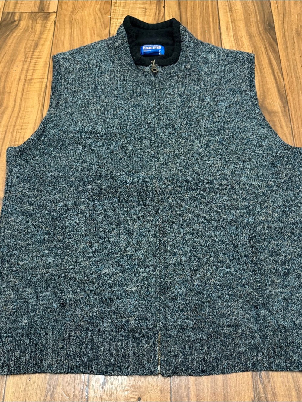 Pendleton Gray Shetland Wool Fleece Lined Full Zip Sweater Vest Mens Large